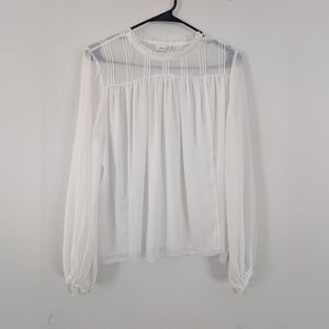 Wilfred Artizia White Sheer-Yoke Pintuck Blouse